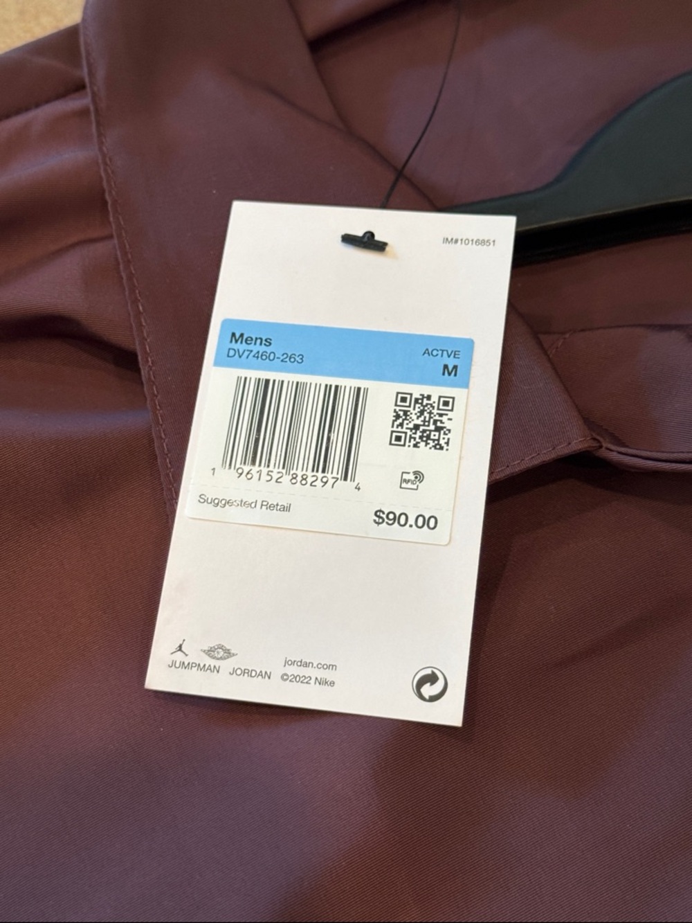 New Nike Jordan A Ma Maniere Warm Up Shirt Burgandy M $90!! - Picture 6 of 6